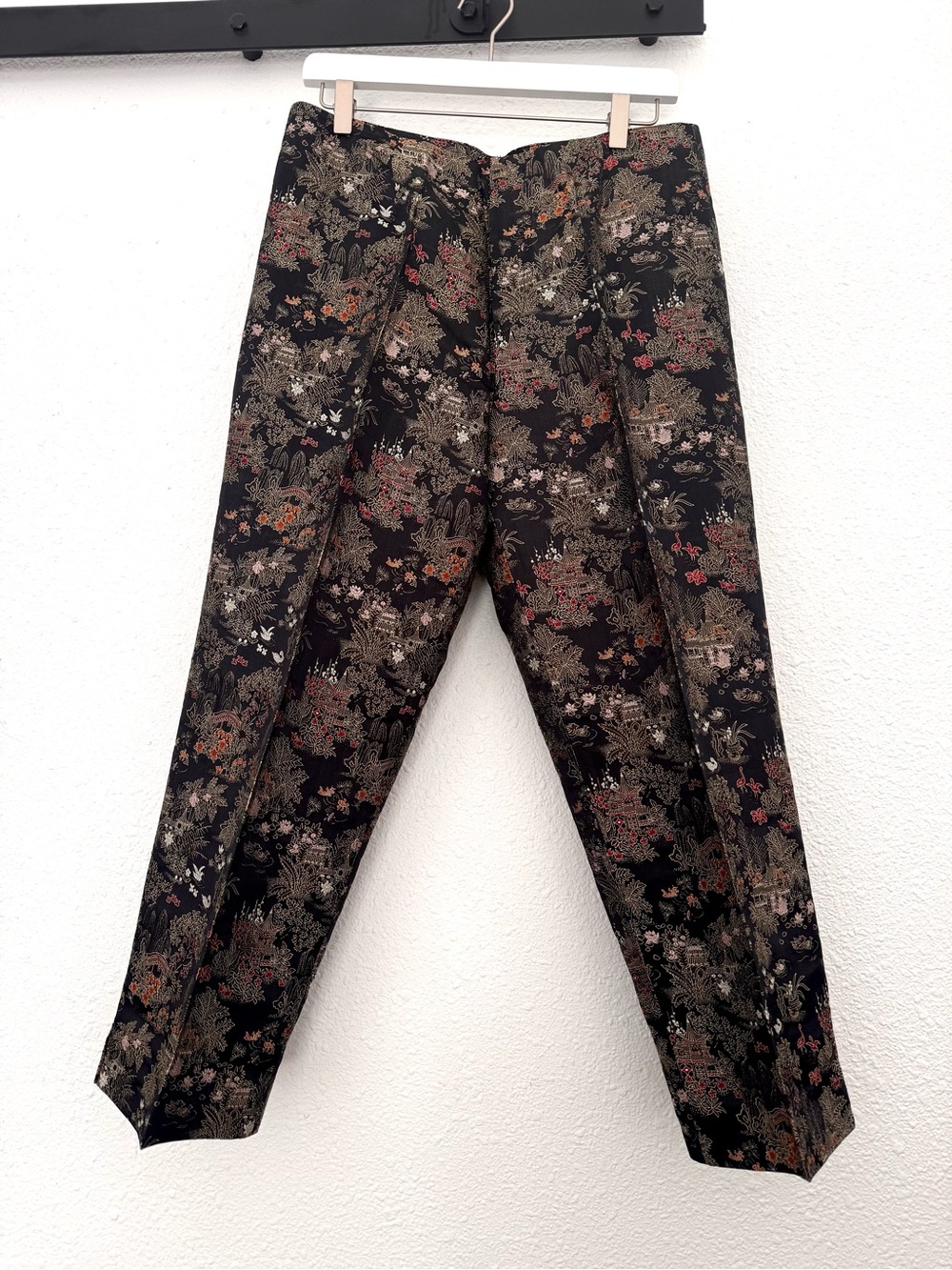 Silk Box Vintage Floral Oriental Pattern Dress Pants